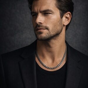 925 Italy Sterling Silver Curb Chain Necklace | Oxidized Minimal Luxury